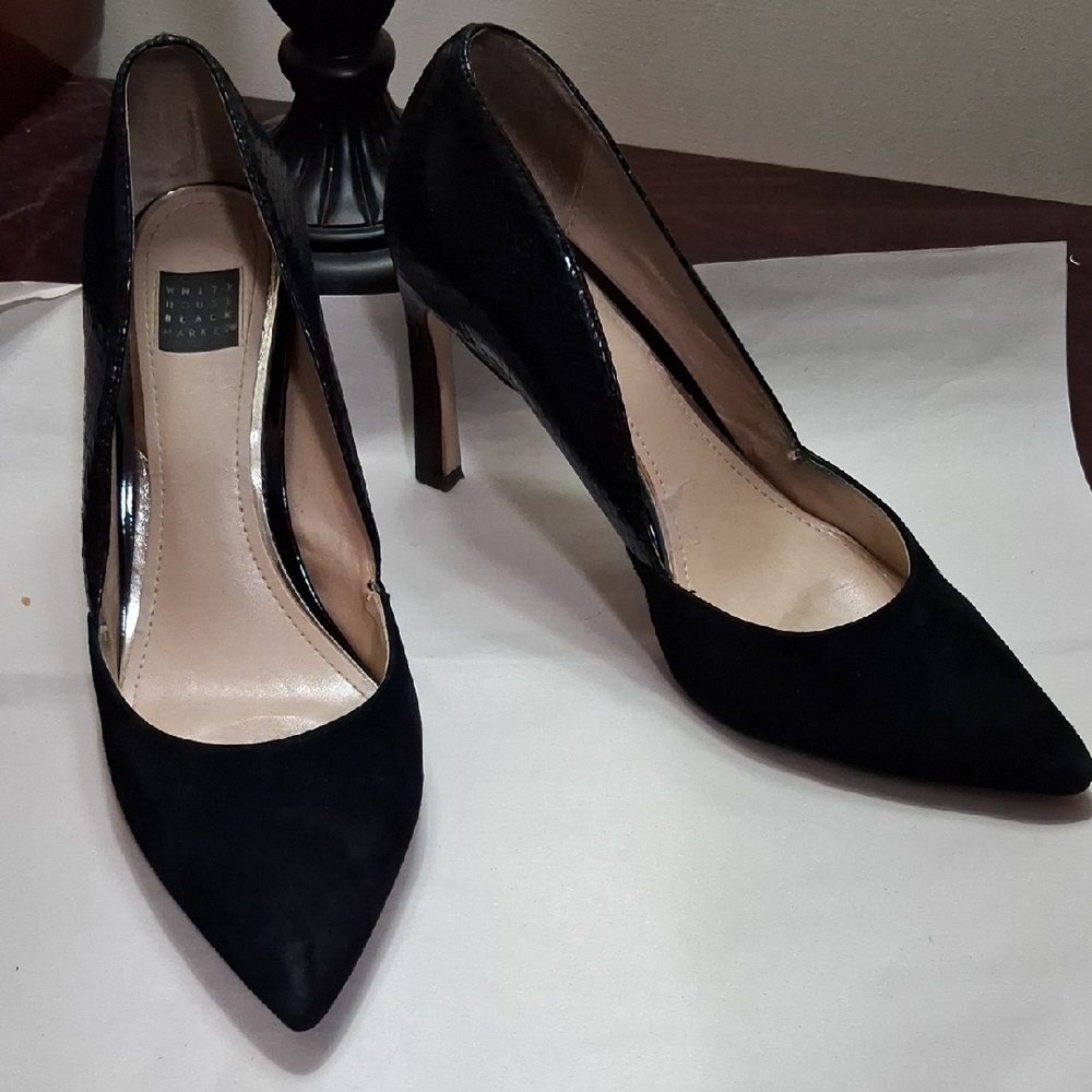 White House/Black Market Black Suede Heels